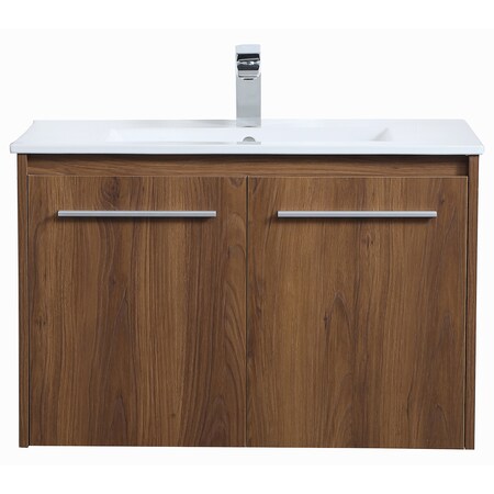 30 Inch Single Bathroom Floating Vanity In Walnut Brown